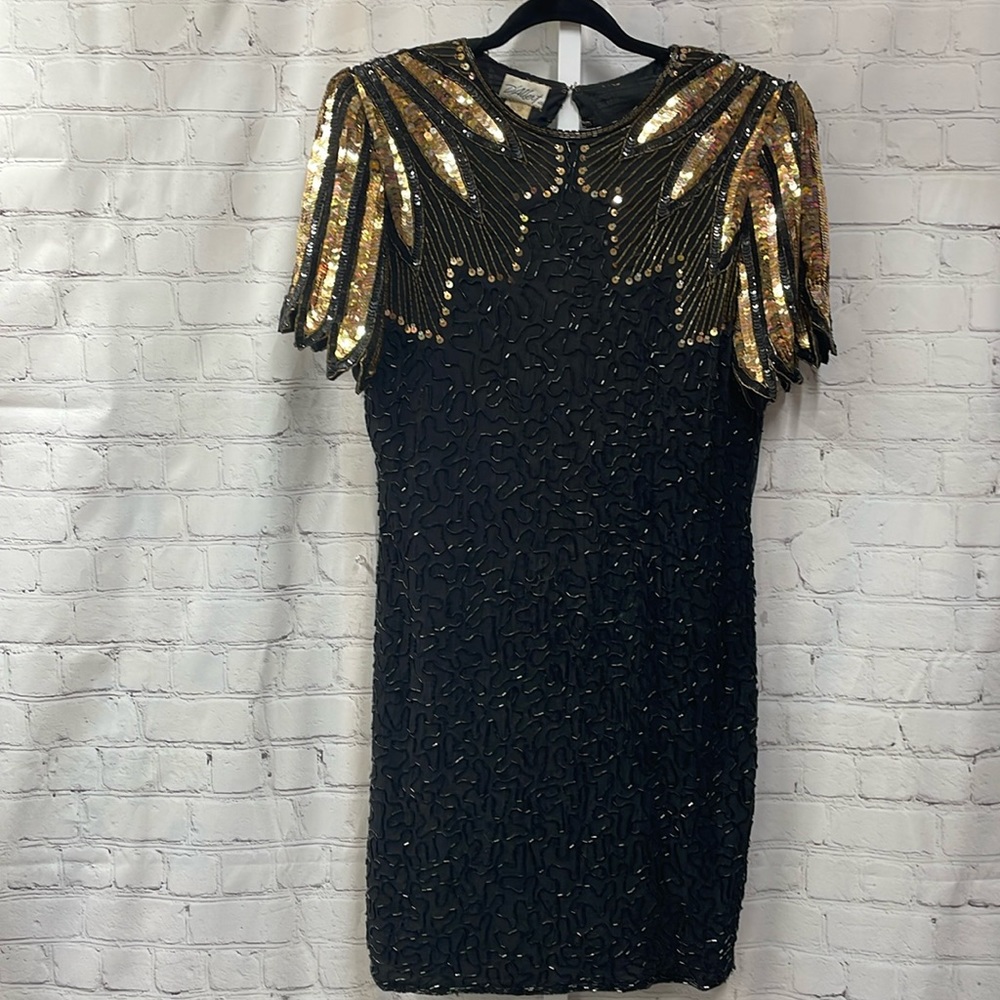 Elegant Black and Gold Sequin Dress